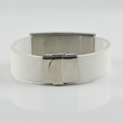 Baltic Amber bracelet with wrap white leather